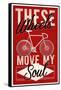 Cycling Moves My Soul - Screenprint Style-Lantern Press-Framed Stretched Canvas