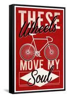 Cycling Moves My Soul - Screenprint Style-Lantern Press-Framed Stretched Canvas