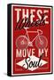 Cycling Moves My Soul - Screenprint Style-Lantern Press-Framed Stretched Canvas