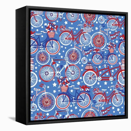 Cycling on July 4th-Julie Goonan-Framed Stretched Canvas