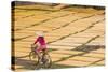 Cycling Past Drying Sheets of Mien Noodle, Nr Hanoi, Vietnam-Peter Adams-Stretched Canvas