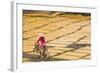 Cycling Past Drying Sheets of Mien Noodle, Nr Hanoi, Vietnam-Peter Adams-Framed Photographic Print