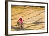 Cycling Past Drying Sheets of Mien Noodle, Nr Hanoi, Vietnam-Peter Adams-Framed Photographic Print