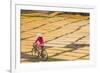 Cycling Past Drying Sheets of Mien Noodle, Nr Hanoi, Vietnam-Peter Adams-Framed Photographic Print