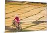 Cycling Past Drying Sheets of Mien Noodle, Nr Hanoi, Vietnam-Peter Adams-Mounted Photographic Print