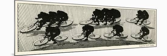 Cycling Silhouette-E. Kneiss-Mounted Premium Giclee Print