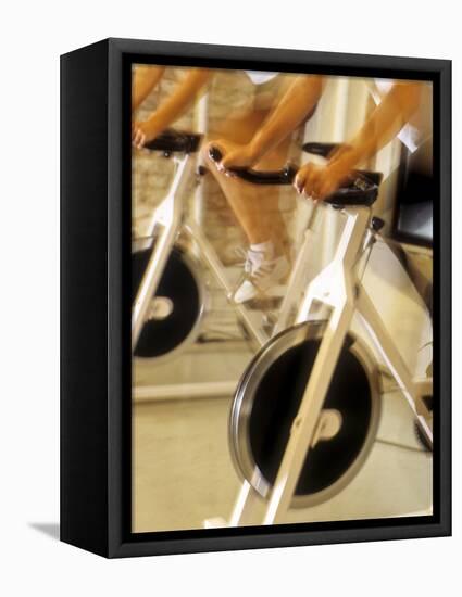 Cycling Spinning Class in Action-null-Framed Stretched Canvas