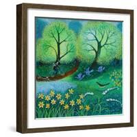 Cycling through the park, 2021 (acrylics on linen)-Lisa Graa Jensen-Framed Giclee Print