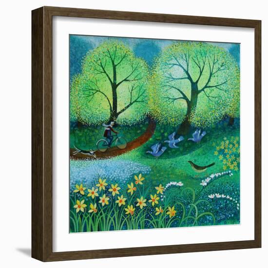 Cycling through the park, 2021 (acrylics on linen)-Lisa Graa Jensen-Framed Giclee Print