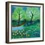 Cycling through the park, 2021 (acrylics on linen)-Lisa Graa Jensen-Framed Giclee Print