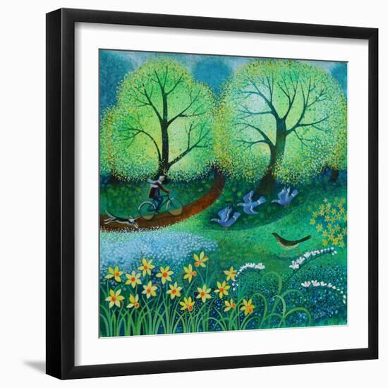 Cycling through the park, 2021 (acrylics on linen)-Lisa Graa Jensen-Framed Giclee Print