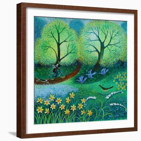 Cycling through the park, 2021 (acrylics on linen)-Lisa Graa Jensen-Framed Giclee Print