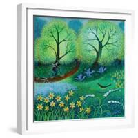 Cycling through the park, 2021 (acrylics on linen)-Lisa Graa Jensen-Framed Giclee Print