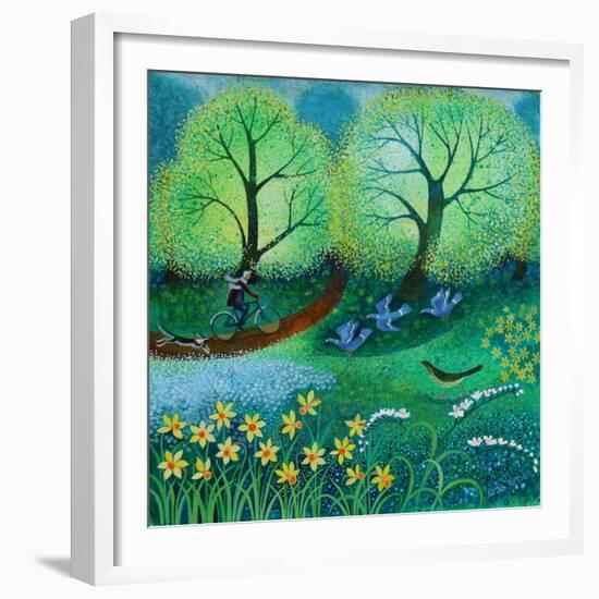 Cycling through the park, 2021 (acrylics on linen)-Lisa Graa Jensen-Framed Giclee Print