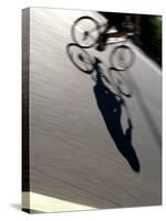 Cyclist and His Shadow-Chris Trotman-Stretched Canvas