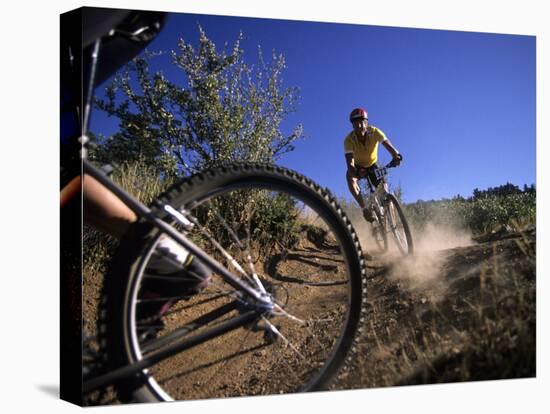 Cyclist in a Mountain Biking Race, Denver, Colorado, USA-null-Stretched Canvas