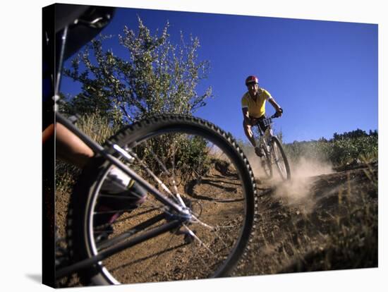 Cyclist in a Mountain Biking Race, Denver, Colorado, USA-null-Stretched Canvas
