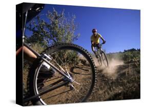 Cyclist in a Mountain Biking Race, Denver, Colorado, USA-null-Stretched Canvas