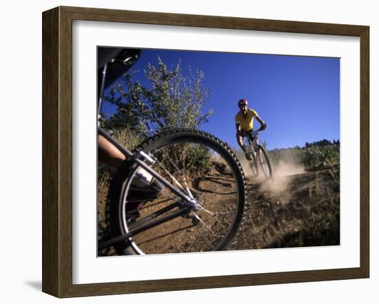 Cyclist in a Mountain Biking Race, Denver, Colorado, USA-null-Framed Photographic Print