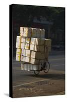 Cyclist in China with huge load of boxes-Charles Bowman-Stretched Canvas