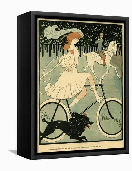 Cyclist in the Bois-null-Framed Stretched Canvas