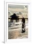 Cyclist on a Florida Beach at Sunset-Philippe Hugonnard-Framed Premium Photographic Print