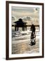Cyclist on a Florida Beach at Sunset-Philippe Hugonnard-Framed Premium Photographic Print