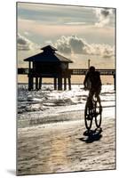 Cyclist on a Florida Beach at Sunset-Philippe Hugonnard-Mounted Premium Photographic Print