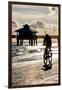 Cyclist on a Florida Beach at Sunset-Philippe Hugonnard-Framed Photographic Print