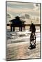 Cyclist on a Florida Beach at Sunset-Philippe Hugonnard-Mounted Photographic Print