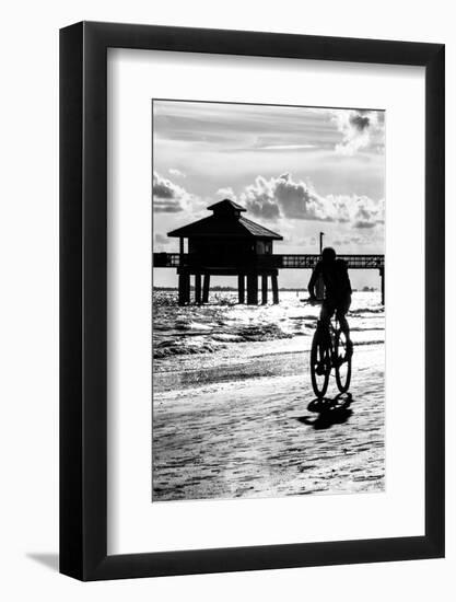 Cyclist on a Florida Beach at Sunset-Philippe Hugonnard-Framed Photographic Print