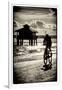 Cyclist on a Florida Beach at Sunset-Philippe Hugonnard-Framed Photographic Print