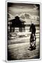 Cyclist on a Florida Beach at Sunset-Philippe Hugonnard-Mounted Photographic Print