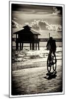 Cyclist on a Florida Beach at Sunset-Philippe Hugonnard-Mounted Premium Photographic Print
