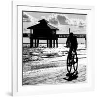 Cyclist on a Florida Beach at Sunset-Philippe Hugonnard-Framed Photographic Print