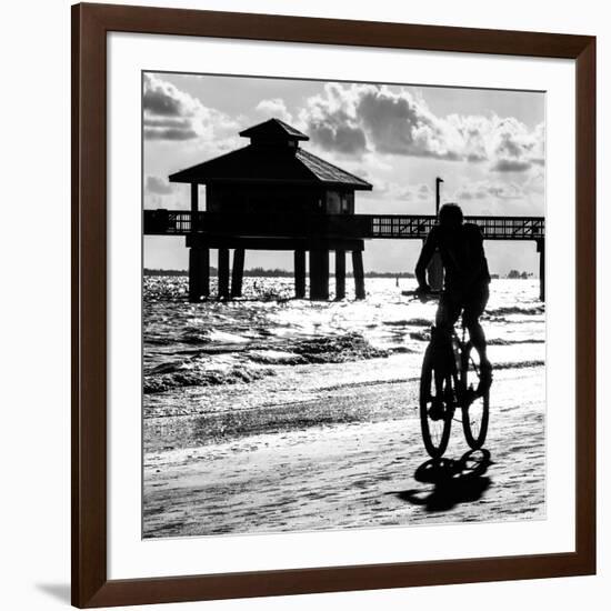 Cyclist on a Florida Beach at Sunset-Philippe Hugonnard-Framed Photographic Print