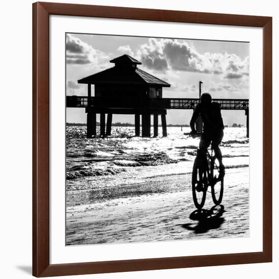 Cyclist on a Florida Beach at Sunset-Philippe Hugonnard-Framed Photographic Print