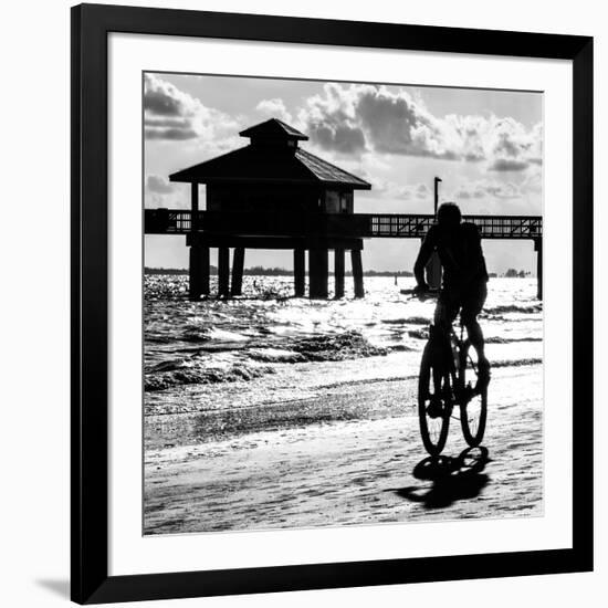 Cyclist on a Florida Beach at Sunset-Philippe Hugonnard-Framed Photographic Print