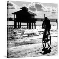 Cyclist on a Florida Beach at Sunset-Philippe Hugonnard-Stretched Canvas