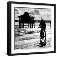 Cyclist on a Florida Beach at Sunset-Philippe Hugonnard-Framed Photographic Print
