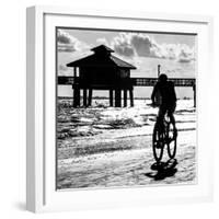 Cyclist on a Florida Beach at Sunset-Philippe Hugonnard-Framed Photographic Print