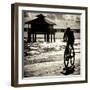 Cyclist on a Florida Beach at Sunset-Philippe Hugonnard-Framed Photographic Print