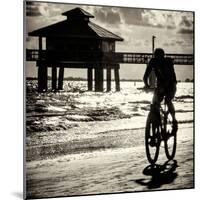 Cyclist on a Florida Beach at Sunset-Philippe Hugonnard-Mounted Photographic Print