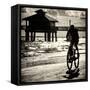 Cyclist on a Florida Beach at Sunset-Philippe Hugonnard-Framed Stretched Canvas