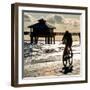 Cyclist on a Florida Beach at Sunset-Philippe Hugonnard-Framed Photographic Print