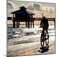 Cyclist on a Florida Beach at Sunset-Philippe Hugonnard-Mounted Photographic Print