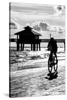 Cyclist on a Florida Beach at Sunset-Philippe Hugonnard-Stretched Canvas