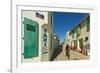 Cyclist on Rue Lamathe in the island's principal western town, Ars en Re, Ile de Re, Charente-Marit-Robert Francis-Framed Photographic Print