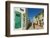 Cyclist on Rue Lamathe in the island's principal western town, Ars en Re, Ile de Re, Charente-Marit-Robert Francis-Framed Photographic Print