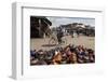 Cyclist Passing a Stall Selling Traditional Clay Tajine Cooking Pots in Place Jemaa El-Fna-Martin Child-Framed Photographic Print